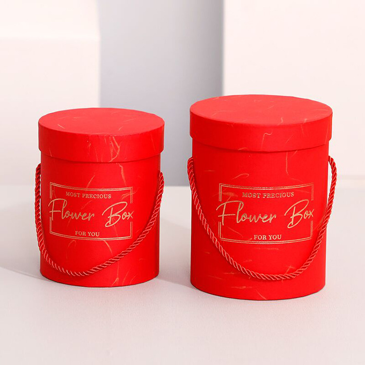 Ins Style Hand-Held Bucket Flower Box Round Cylinder Gift Box With Gift Candy Box Cylinder Packaging Box details Picture