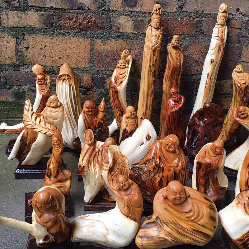 Cliff Cypress Root Carving Hand Carved Buddha Taihang Root Carving Aged Wood Carving With Type Decoration Yin And Yang Materials Specification drawing