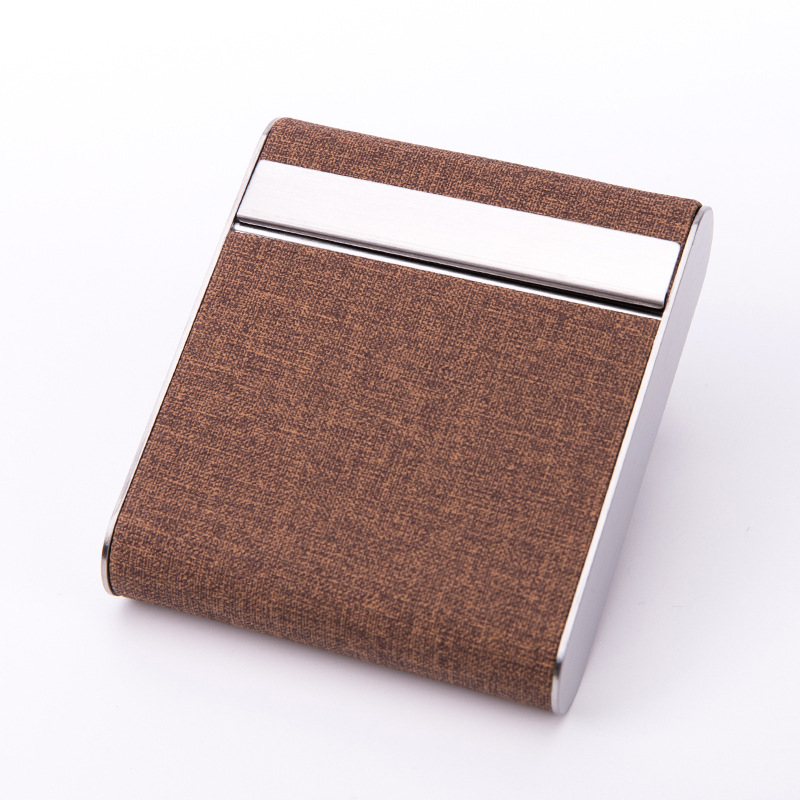 热卖新款 磁石20支装男士烟盒烟包创意不锈钢pu香烟盒 不锈钢烟具