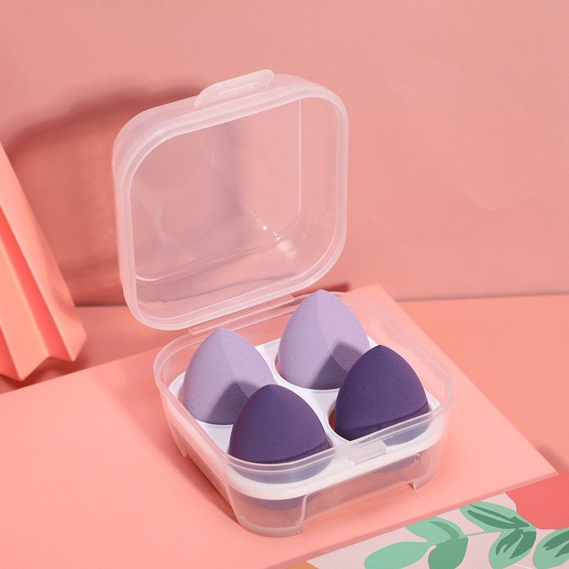 Egg box beauty egg 4-compartment set, super soft, not powdering, setting gourd powder puff, dry and wet dual-purpose, enlarges when exposed to water Specification image