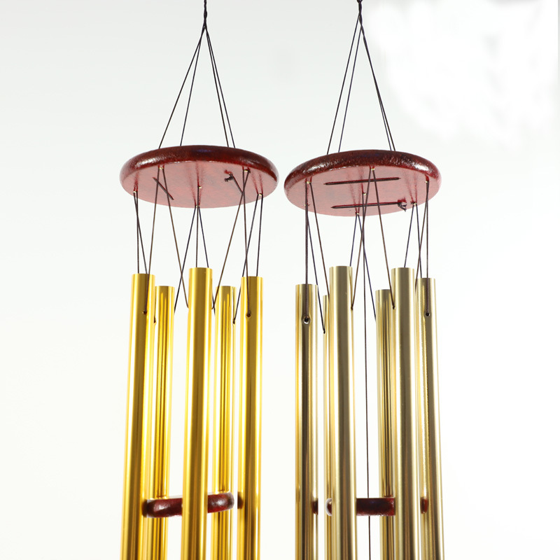 Solid Wood Disc Metal Pipe Wind Chimes Hanging Decoration Balcony Garden Garden Decoration Gift Pendant Amazon Cross-Border details Picture