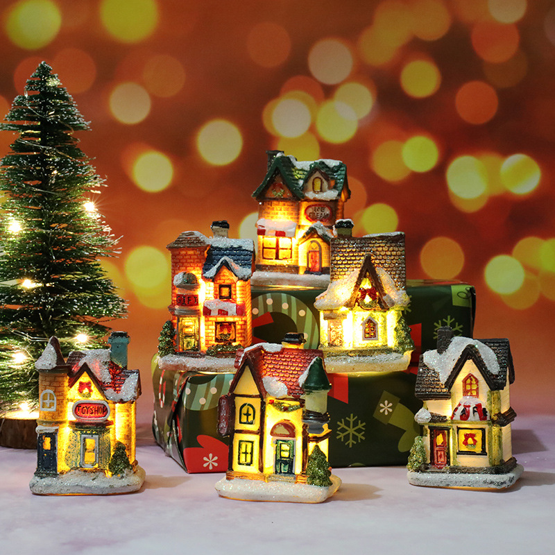 圣诞新款圣诞装饰品树脂小房子微景观树脂房子小摆件圣诞节礼物详情图2