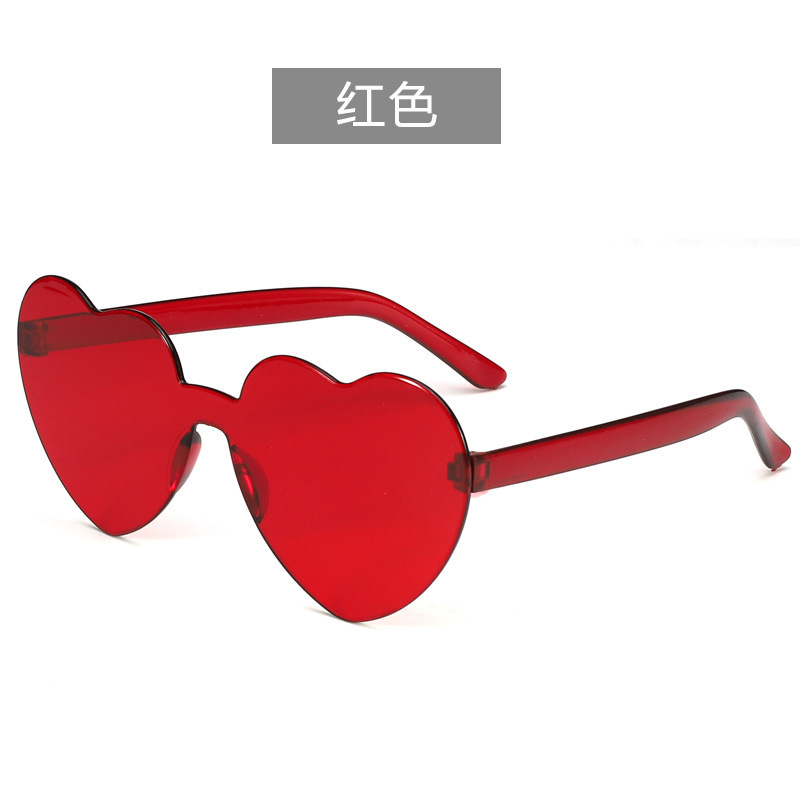 糖果色爱心形太阳镜个性一体片眼镜厂家批发新款速卖通欧美墨镜