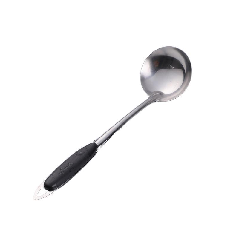 Long-handled black-handled large soup spoons, porridge spoons, cooking spoons, two-yuan kitchenware, hot pot soup spoons wholesale Item Picture