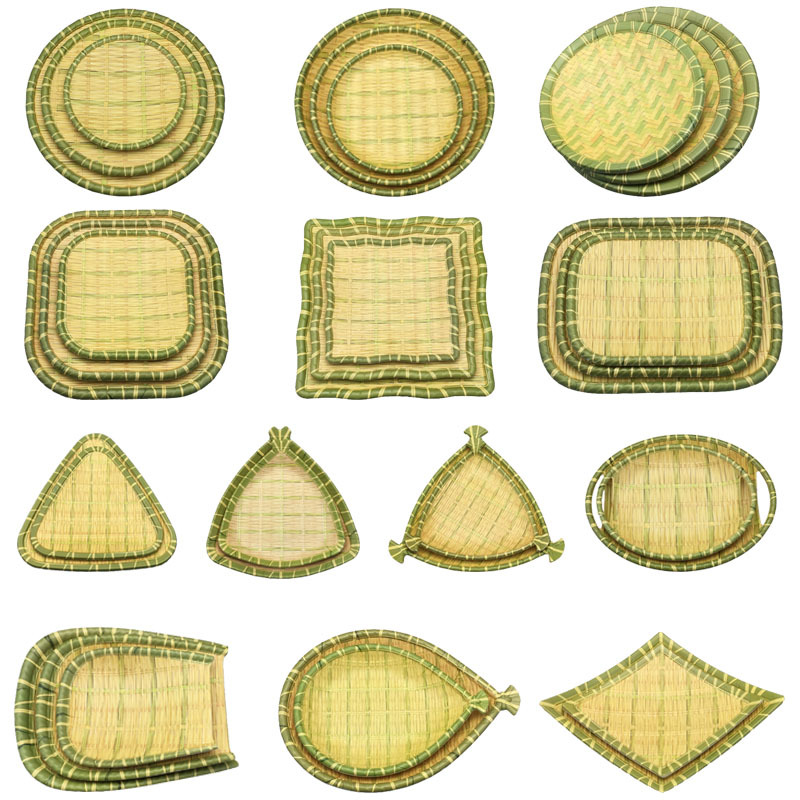 加厚仿竹编盘火锅餐具异形盘商用小吃碟干果零食盘子烧烤菜盘