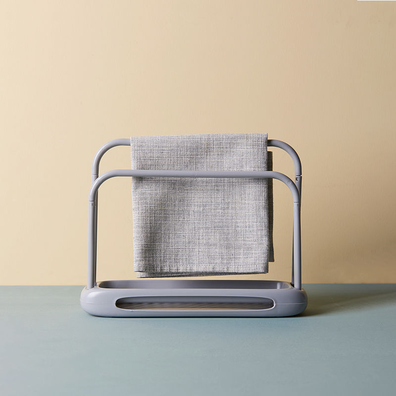 Kitchen rag rack Double-layer dishwashing cloth drain rack Sink storage rack countertop sponge steel ball storage rack Specification drawing