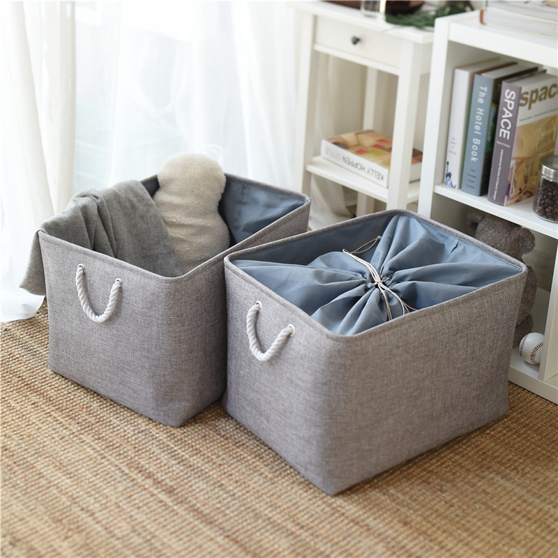 Source Factory Household Fabric Cotton Linen Waterproof Foldable Dirty Clothes Basket Fabric Storage Basket Bundle Mouth Storage Basket
