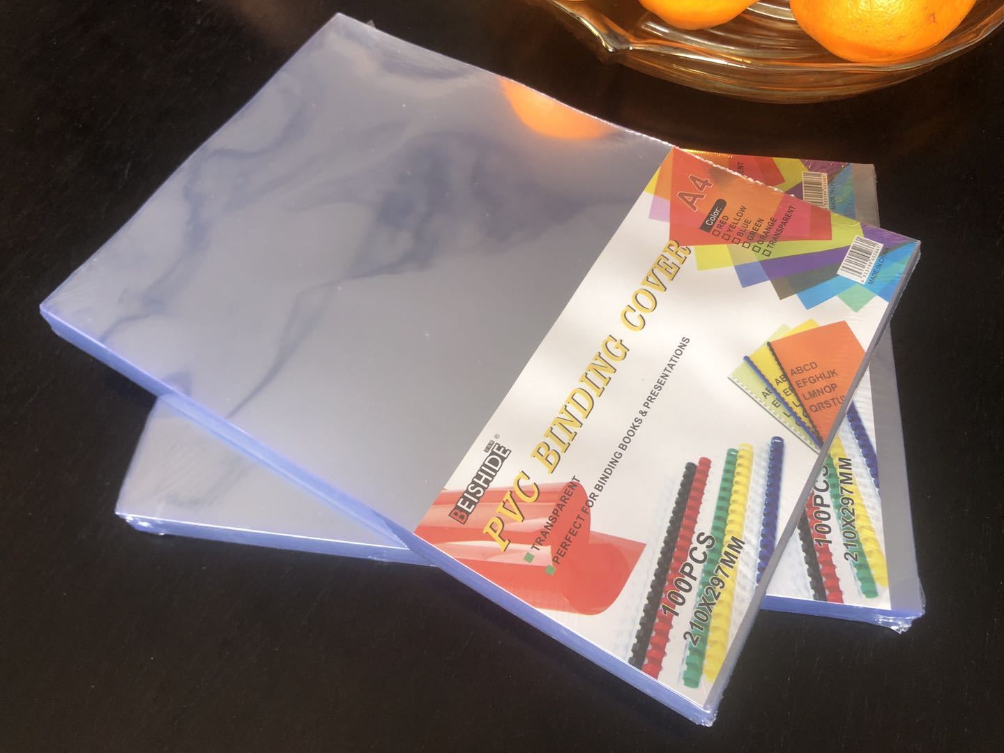 Wholesale PVC binding cover plastic film, color transparent notebook cover, file and archive protection film