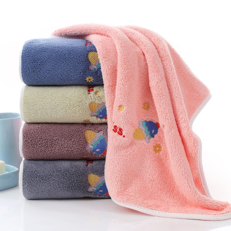 Free shipping: 35*75 high-density coral fleece towel, adult with edge, home facial cleansing towel, gift towel, can be embroidered with logo Item Picture