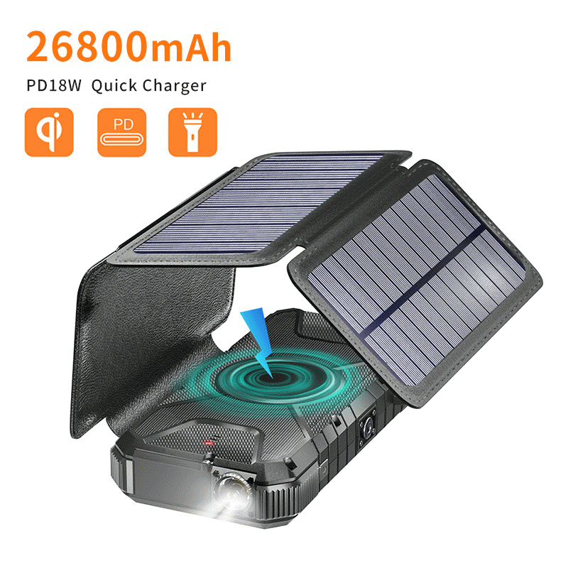 Private mold solar mobile power bank portable 20000 mah wireless power bank custom logo factory direct sales