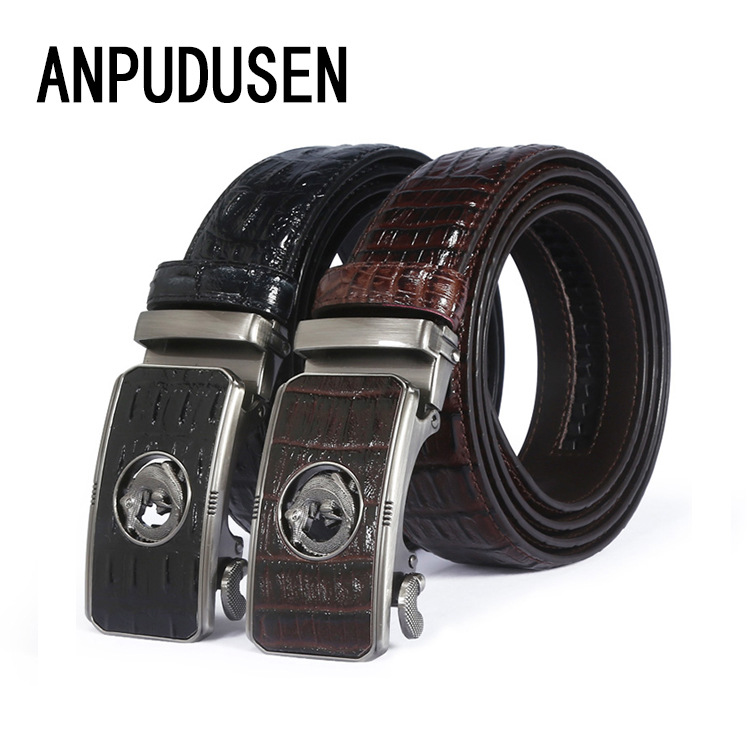 2020 Stall Selling Business Men's Crocodile Ribbon Personality Alloy Automatic Buckle Belt Spot Wholesale