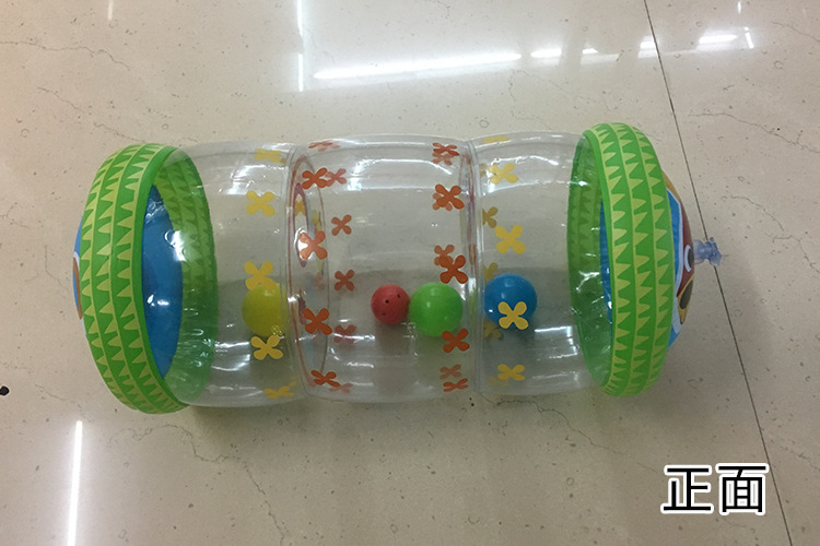 Cartoon inflatable crawling roller with built-in bell rolling ball, pvc inflatable baby walking ball educational toy in stock pic 3
