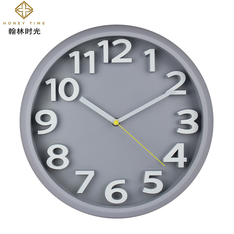 Creative home, Nordic-style circular three-dimensional digital 12.6-inch wall clock, modern, simple and personalized decorative clock wall clock Specification image