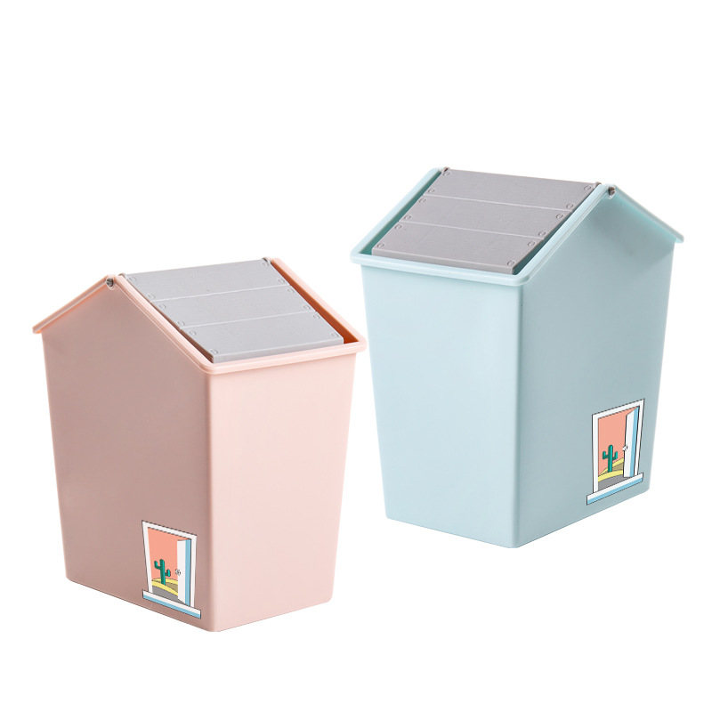 Cute small desktop trash can with lid, Nordic mini office, Instagram bedroom, creative girl trash can storage Item Picture