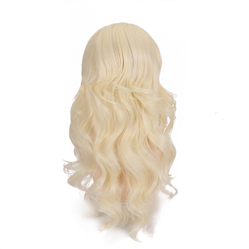 Cross-border European and American style women's fashion wig, monochrome wavy wig, matte silk material wig in stock Item Picture