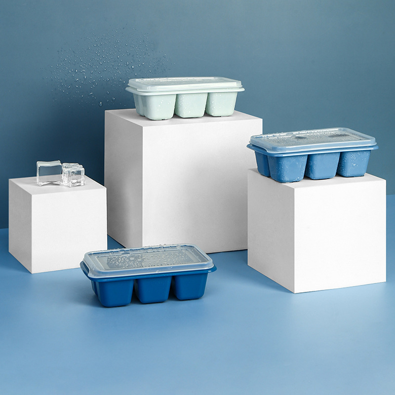 Ice Mold Ice Grid Home Homemade Ice Box With Cover Small Ice Grid Square Ice Grid 3-Color Set Factory Direct Sales details Picture