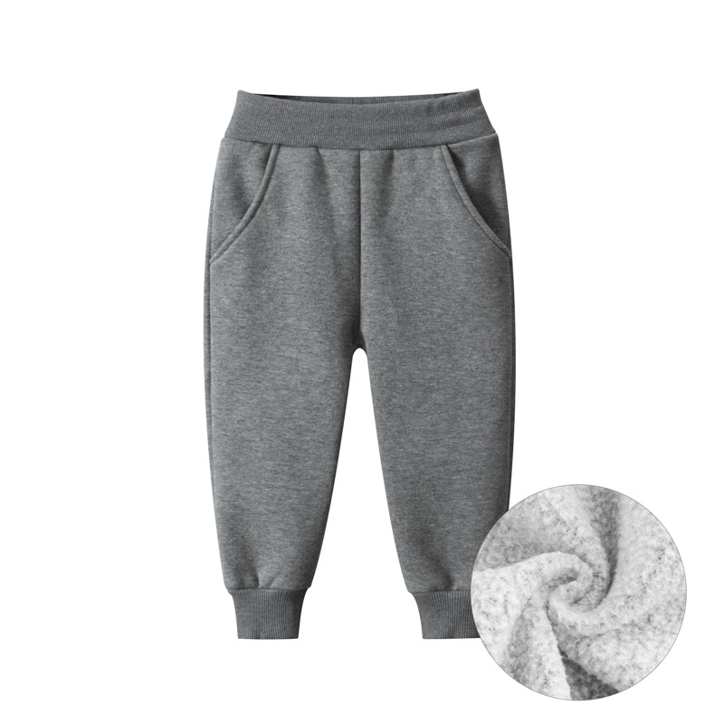 27Kids Korean Version Of Children's Clothing Autumn And Winter New Wholesale Solid Color Children's Sports Pants Boys Plus Fleece Casual Pants Specification drawing