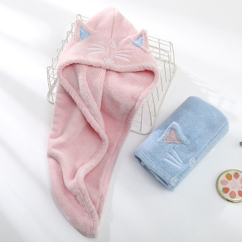 Coral fleece cartoon dry hair cap details Picture