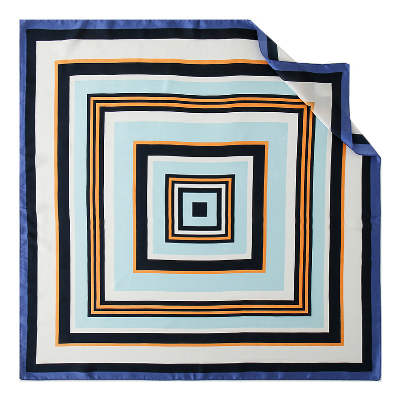 Gao He Fashion Simple Back Font Color Striped Small Square Scarf Korean Version All Scarf Silk Scarf Lady Gift