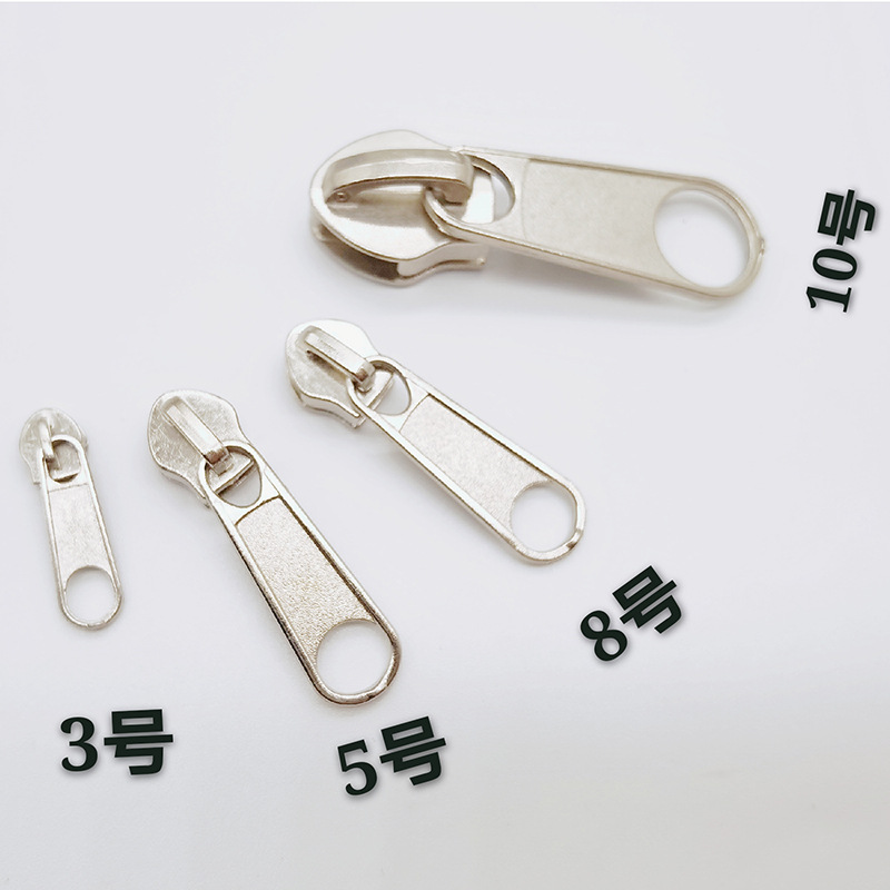 Spot No. 3 No. 5 No. 8 No. 10 Zipper Head Metal Nylon Resin Black And White Color Pull Head Home Textile Bag Clothing Specification drawing