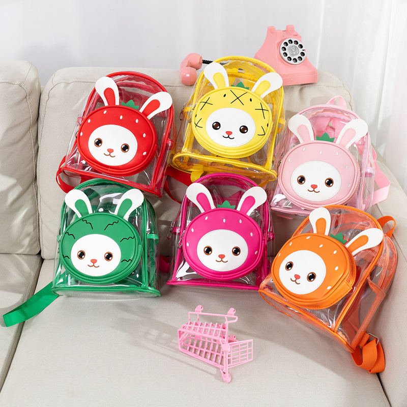 幼儿园透明书包2022新款跨境卡通可爱大班PVC防水儿童透明背包