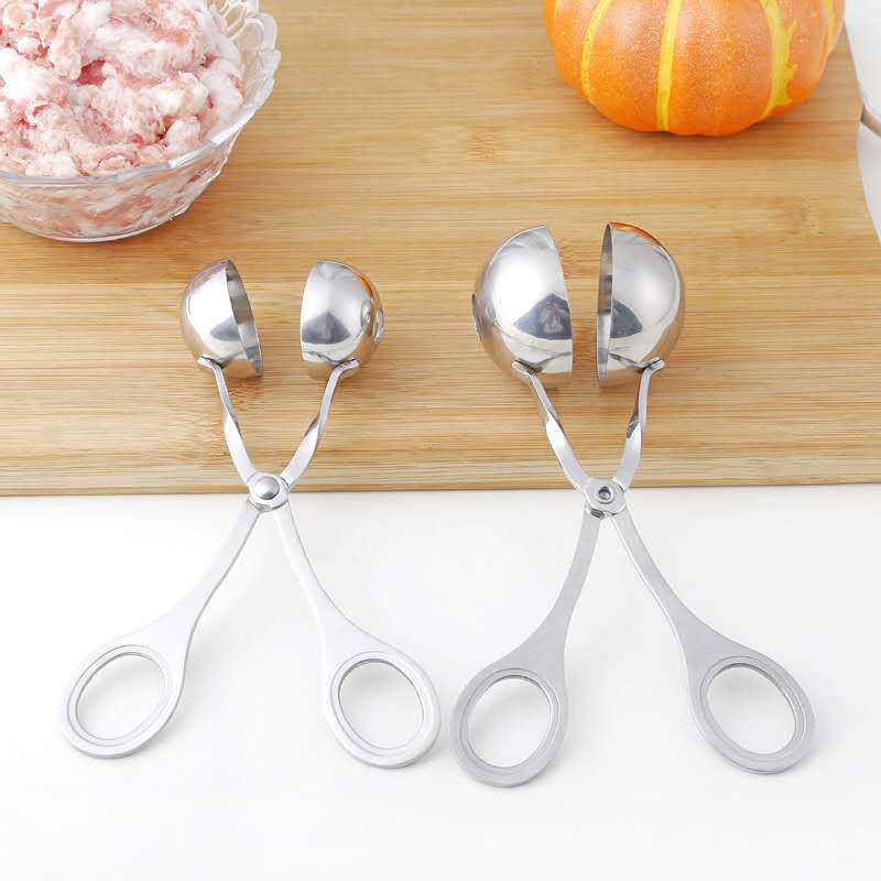 304 scissor-type stainless steel meatball tongs, finely polished meatball tongs, pill-making machine, ice cream ball tongs, kitchen gadgets details Picture