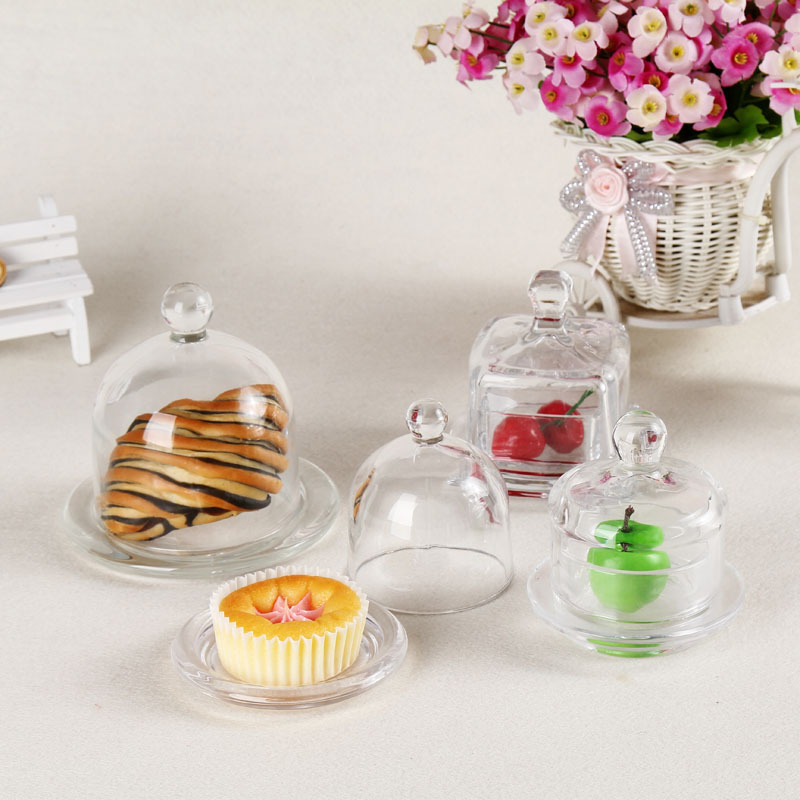 透明玻璃罩蛋糕点心盘糕点面包防尘柠檬罩糕点展示罩玻璃器皿批发图