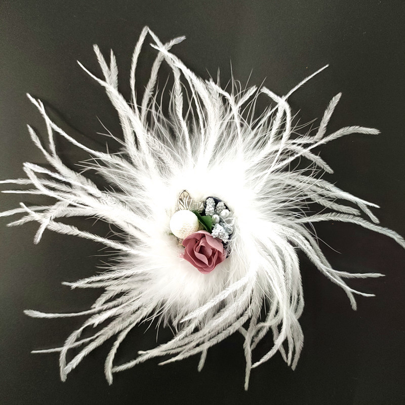 Factory direct sales of new handcrafted ostrich wool, rose diamonds, flower feathers, flower best-selling accessories, clothing accessories