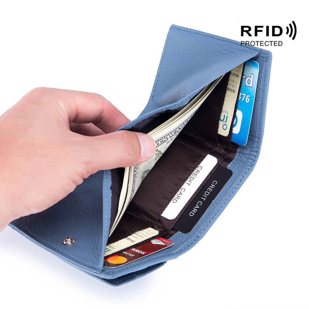 Small Purse Women's Leather Japanese-Style Fabric Rfid Coin Bag Wallet Foreign Trade Women's Mini Purse Short Item Picture