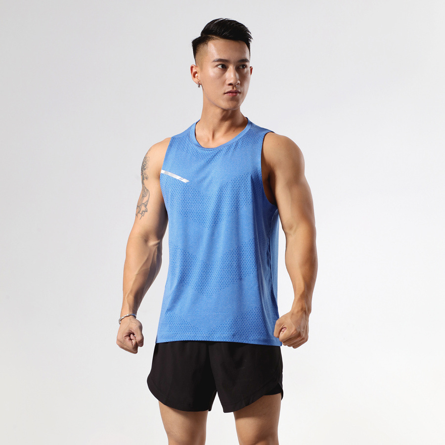 Summer Outdoor Sports Quick-Drying Clothes For Men Fitness Running Breathable Top Basketball Loose Sleeveless Crew Neck Vest For Women details Picture
