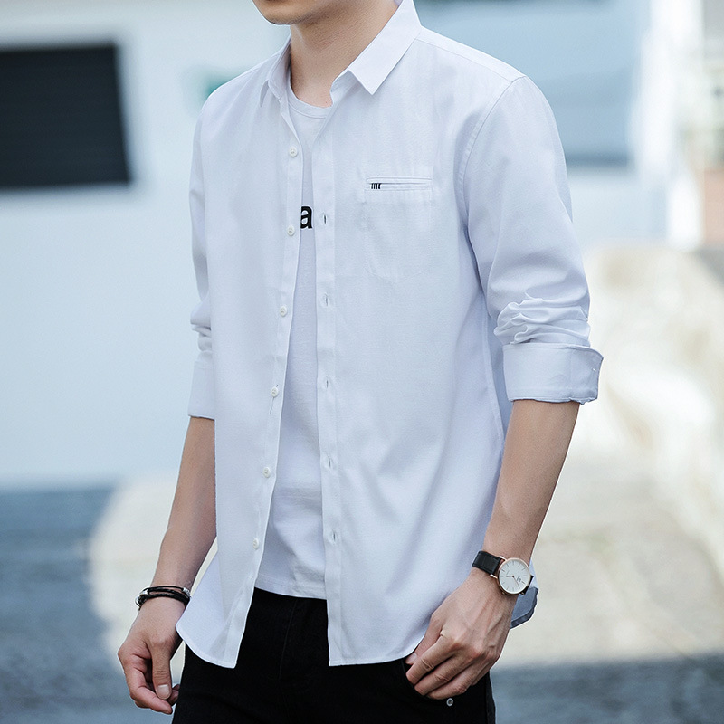 2022 Men's business white-collar shirts, youth casual men's long-sleeved fitted shirts, men's tops, men's workwear