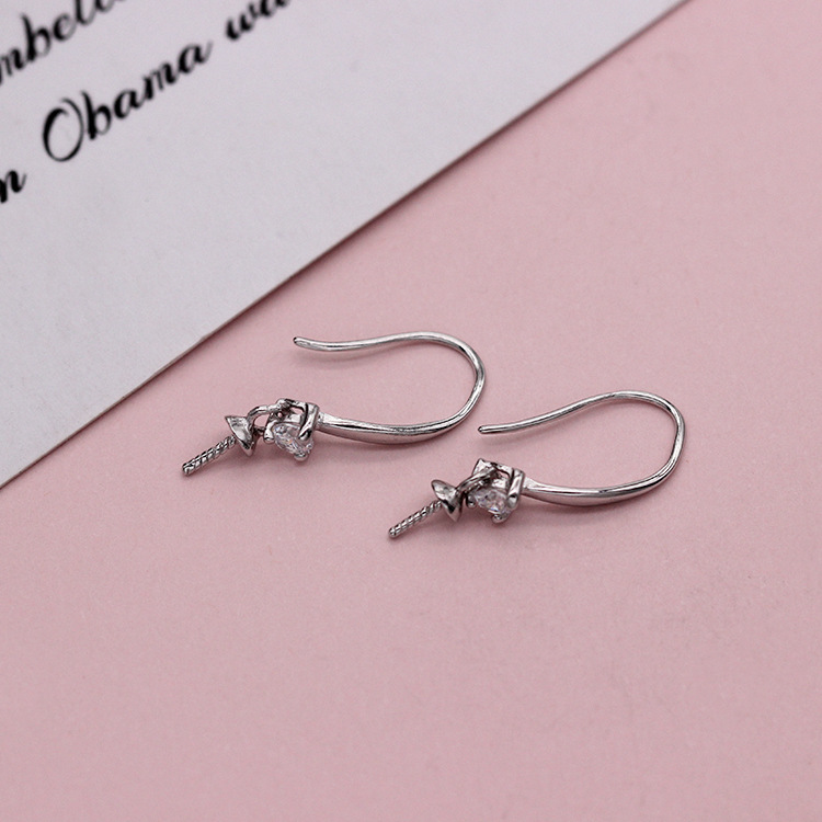 925 Silver platinum-plated stone ear hook Ear hook adhesive cap ear studs bracket ear hook accessories Pearl ear hook accessories