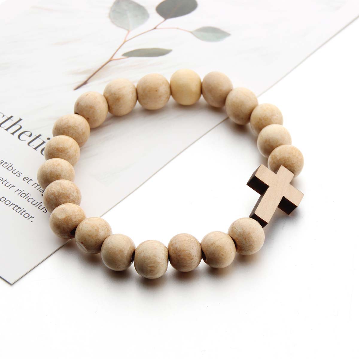 Etsy Pure Handmade Log Bead Bracelet Coffee Color Wood Bracelet Cross Bracelet Wooden Pendant Bracelet In Stock Specification drawing