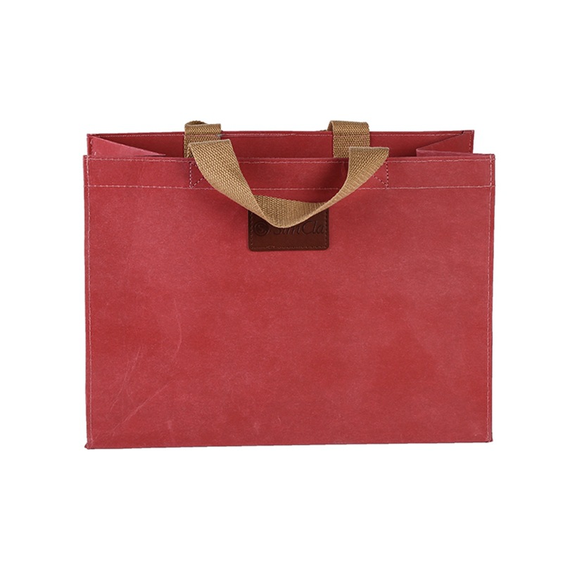 Manufacturer cross-border wholesale hand-held paper bags, square bottom hand-held kraft paper bags, logo printable and washable kraft paper bags details Picture