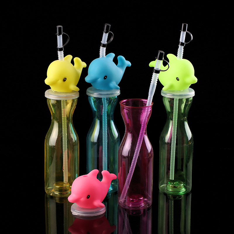 Manufacturers Direct Purchase Spot Wholesale Students Portable Shape Cartoon Creative Straw Cup Animal Transparent Creative Cup Specification drawing