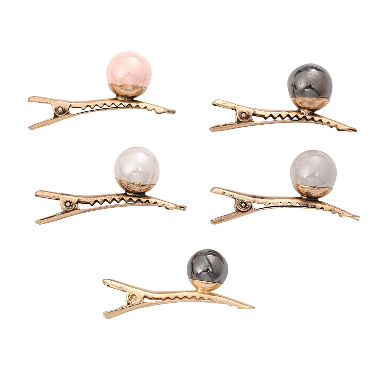 New Spring And Summer Hairpin Wave Hairpin Pearl Hairpin Alloy Hairpin Korean Version Korean Duck Beak Clip Jewelry Item Picture