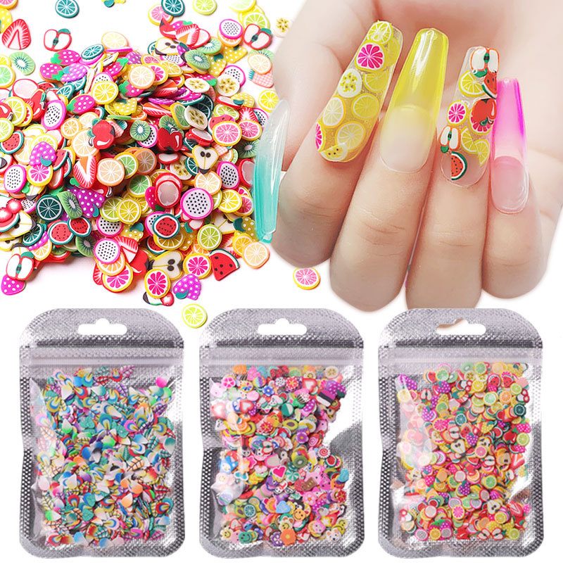 Cross border nail decoration Polymer clay fruit piece feather mixed polymer clay beauty patch 1000pcs