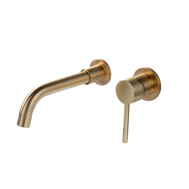 All Copper Embedment Hidden Into The Wall Type Hot And Cold Basin Faucet Wire Drawing Gold Paint Antique Black Washbasin Faucet Item Picture