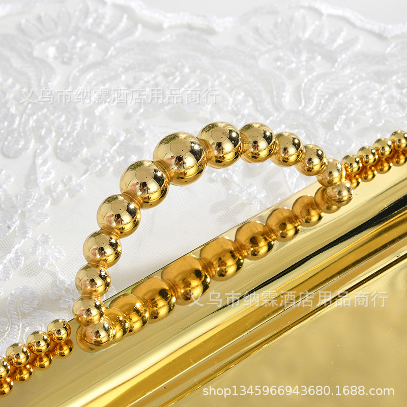 European Metal Plated Silver Bead Point Square Tray Fruit Tray Cake Tray Baking Party Ktv Wedding Supplies Specification drawing