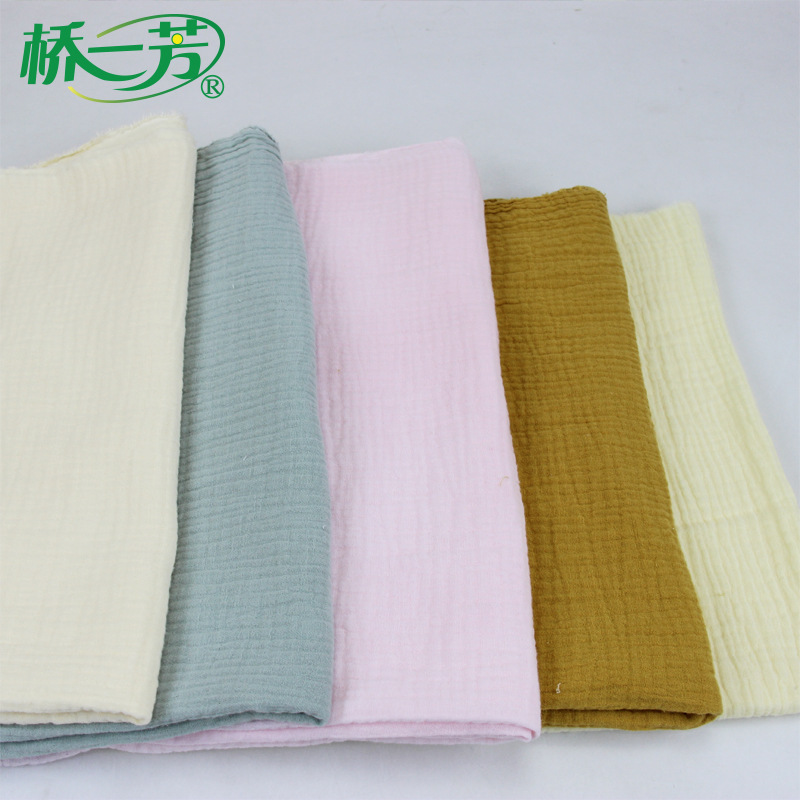 Qiao Yifang Double-layer crepe Fabric manufacturer wholesale home wear, children's wear, colored gauze fabric, dyed cotton crepe fabric Specification image