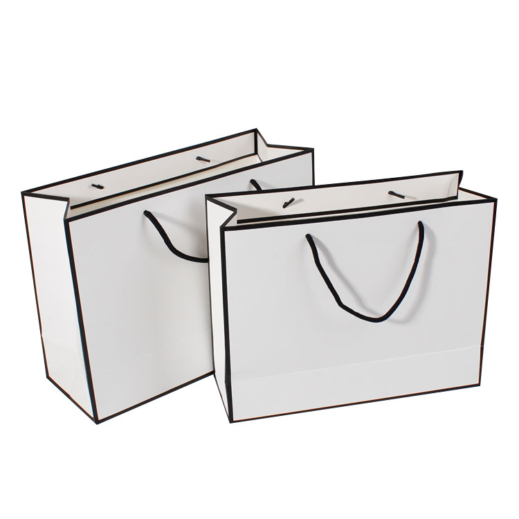 Baisite Packaging Customization Factory's best-selling simple and universal gift bags, high-end and elegant white card paper handbags, shopping bags and gift bags details Picture