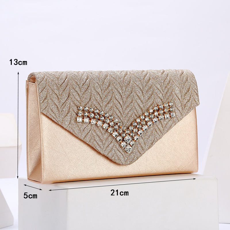 In 2020, Foreign Trade Hot Banquet Bag For Women V Inset Diamond Tree Leaf Pu Holding Bridal Party Shoulder Bag details Picture