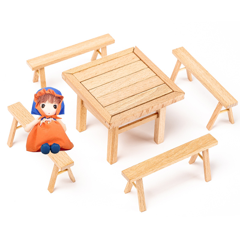 幼儿园diy儿童益智拆装玩具 木制榉木榫卯桌椅玩具床