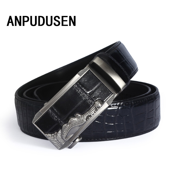 New Men's Crocodile Leather Belt Business Stall Belt Selling Alloy Automatic Button-Down Individual Waistband Wholesale Application Scenario