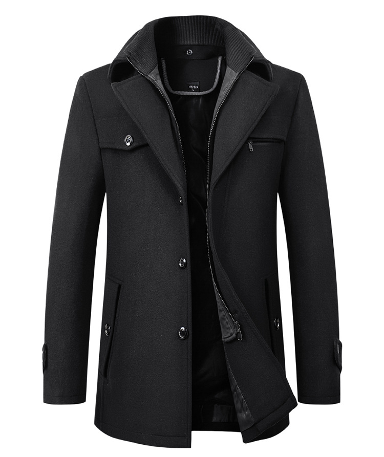 Wholesale cross-border supply of new men's woolen coats and men's double-neck jackets for autumn and winter 2022, wish, Amazon Men's Wear details Picture
