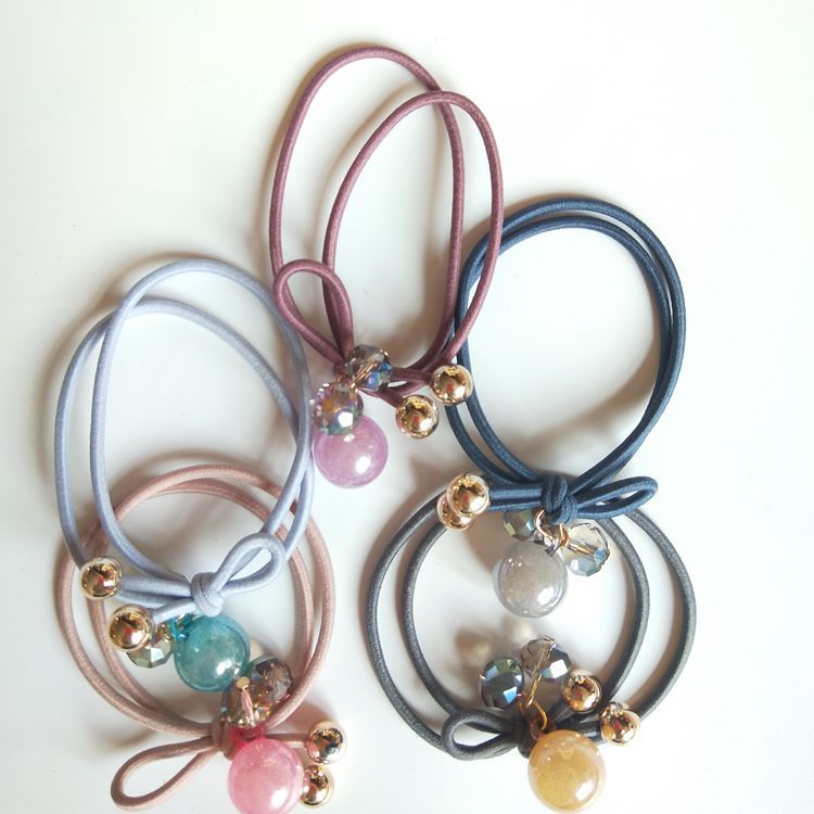 Beaded hair rope fashion head rope 1 yuan source Yiwu jewelry wholesale beaded hair rope fashion rubber band Specification drawing