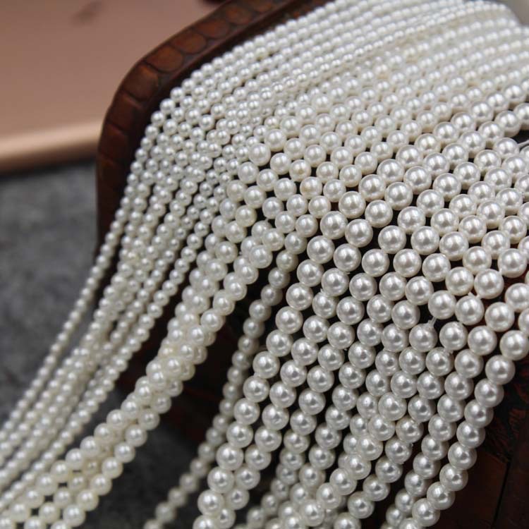 3-12 Natural shell beaded imitation pearl white round bead sweater chain Loose bead bracelet necklace wholesale accessories details Picture