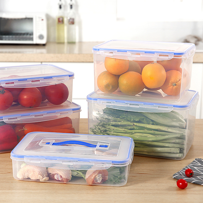 Plastic Refrigerator Transparent Sealed Crisper Box Can Be Superimposed Fruit And Vegetable Grain Storage Box Convenient Kitchen Freezer Box Application Scenario