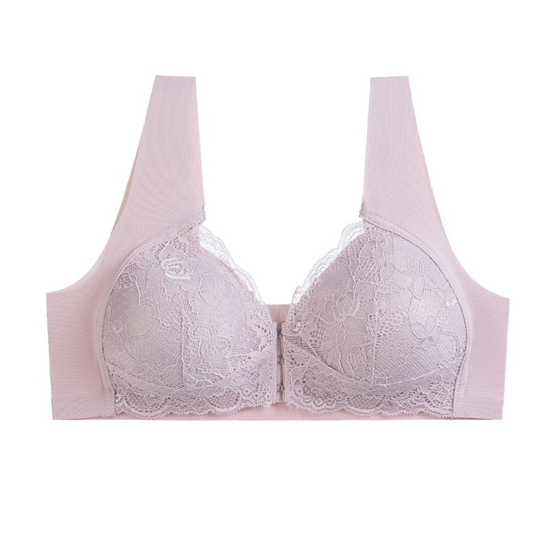 Thin Large Size Front Buckle Bra Lace Sexy No Trace No Underwire Vest Back Adjustment Type Women's Underwear Wholesale Item Picture