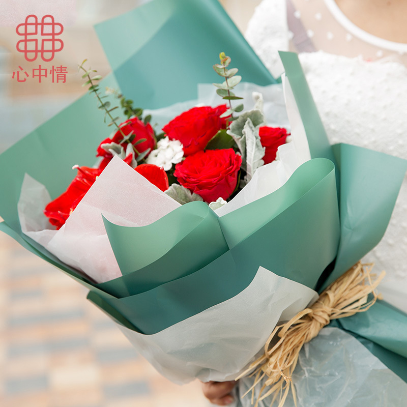 心中情 韩式鲜花花束包装材料 纯色雾面透明包装纸【韩素纸】